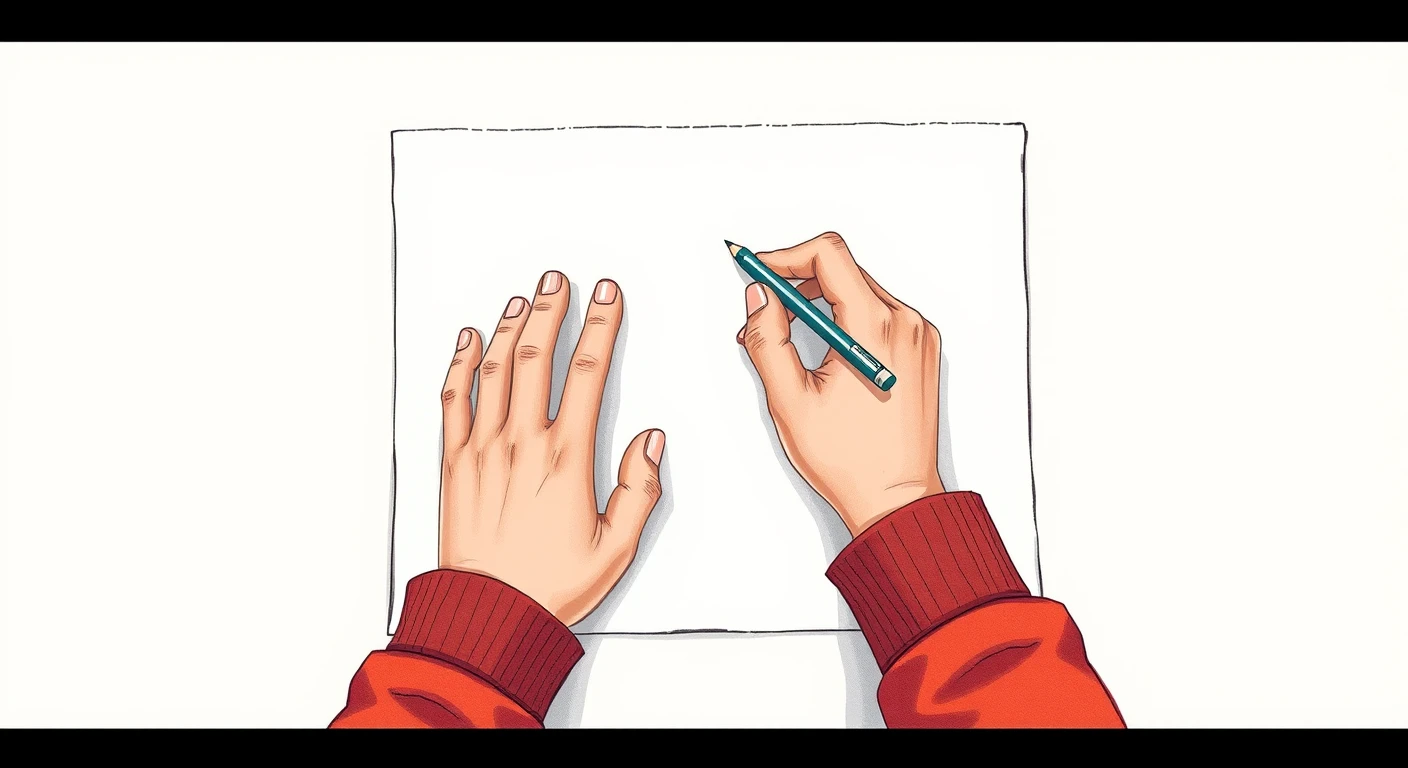 契約書にサインする手元の色鉛筆風イラスト
