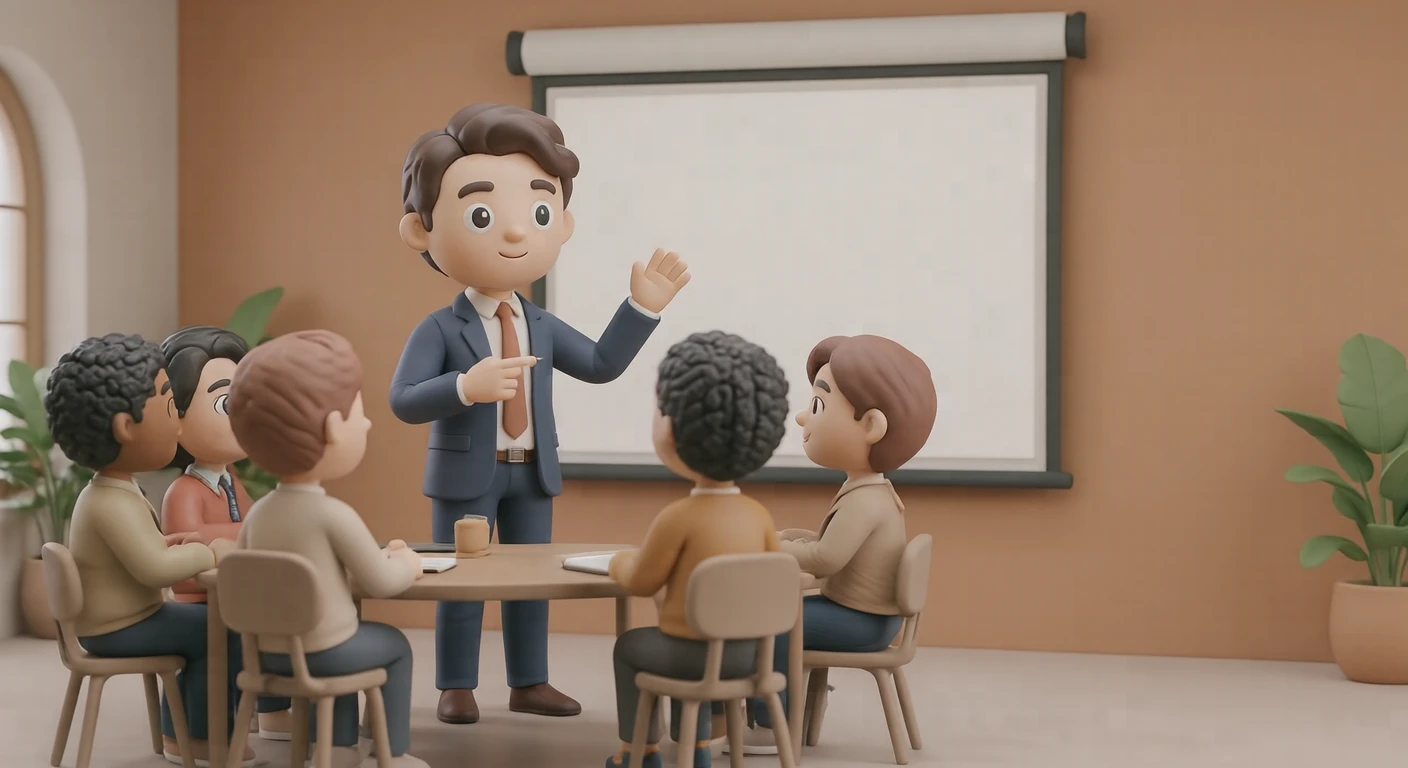 企業研修のイラスト（ソフト3D）