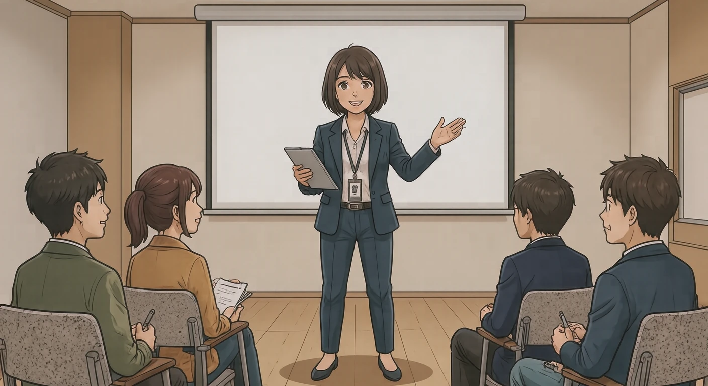 企業研修のイラスト（アニメ塗り）