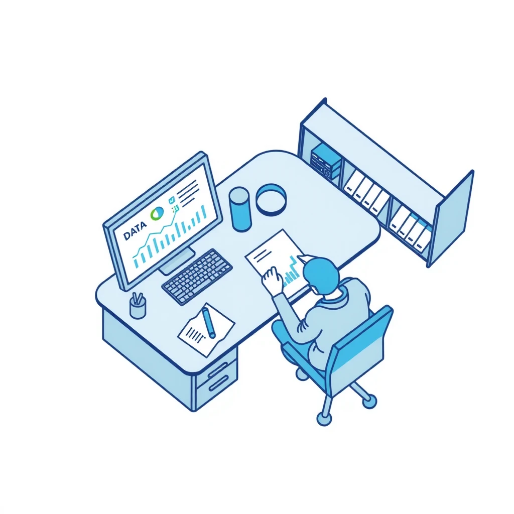 アナリスト・データ分析・データブロック・データカードのイラスト
