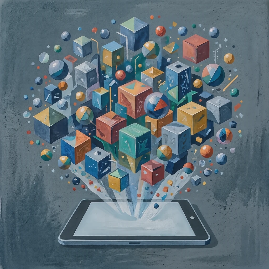 抽象的なデータ分析のイラスト（グアッシュ）