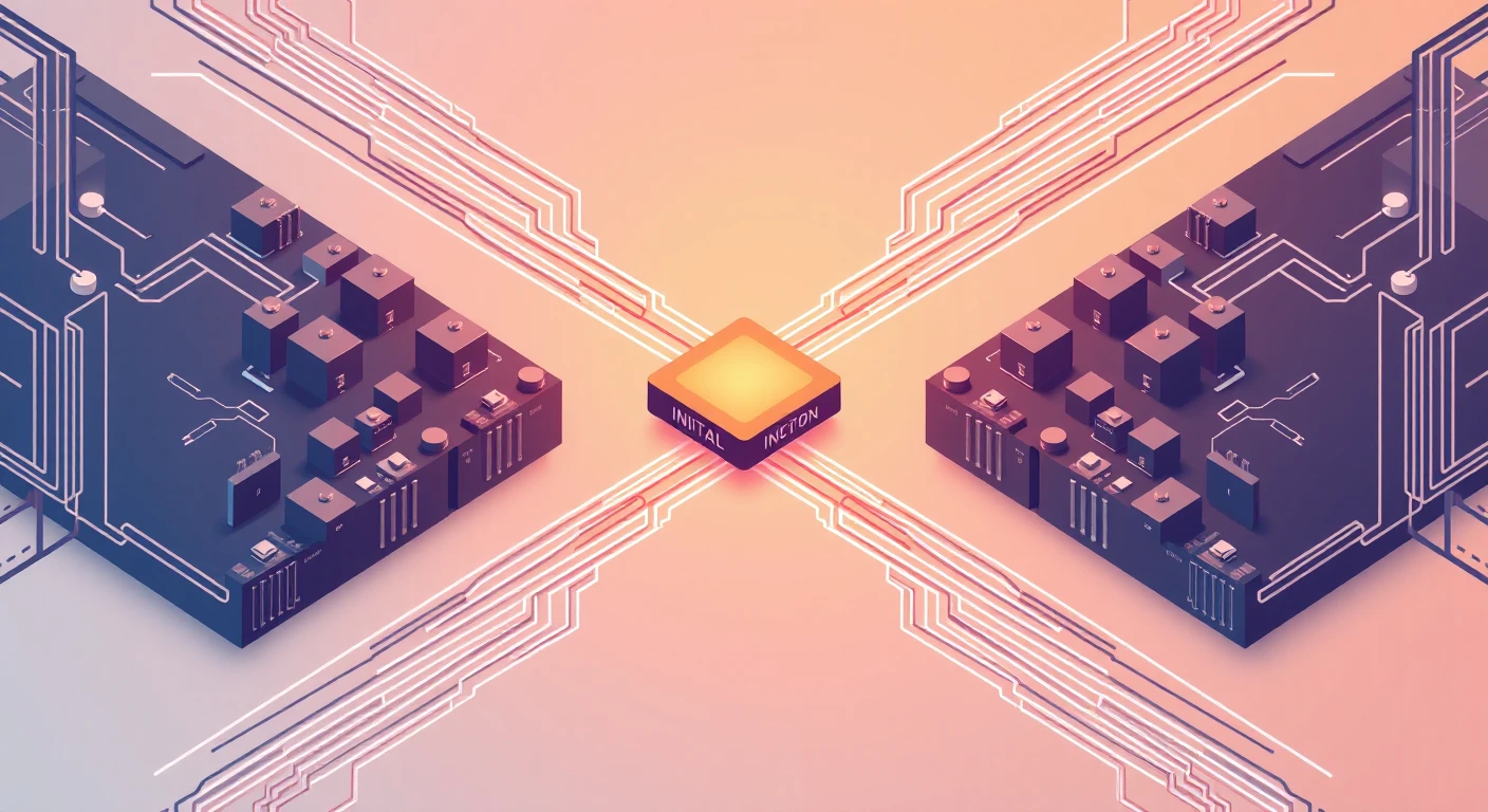 Illustration of digital, innovation, circuit board, node, connection
