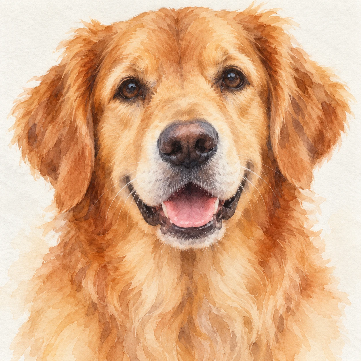 Profile picture of a dog facing forward (watercolor)