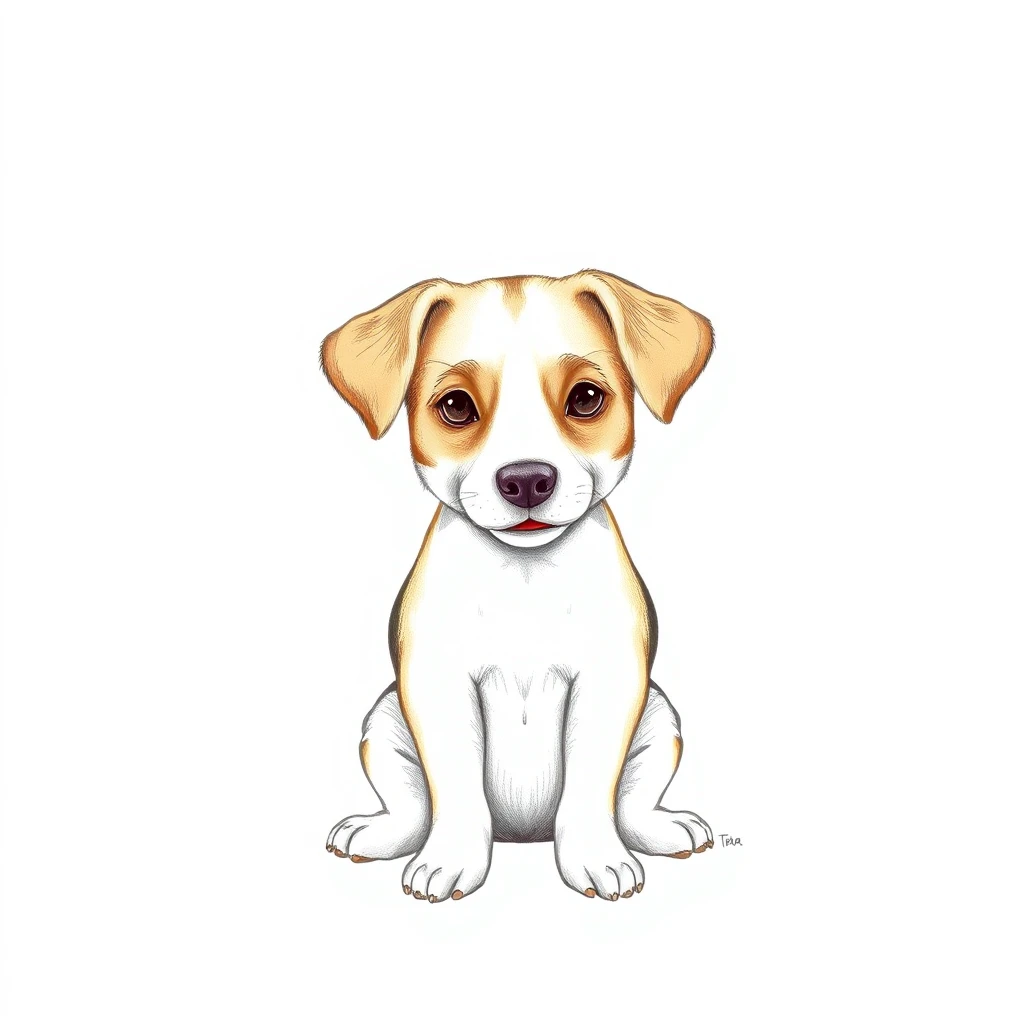 Colored pencil profile picture of a dog facing forward