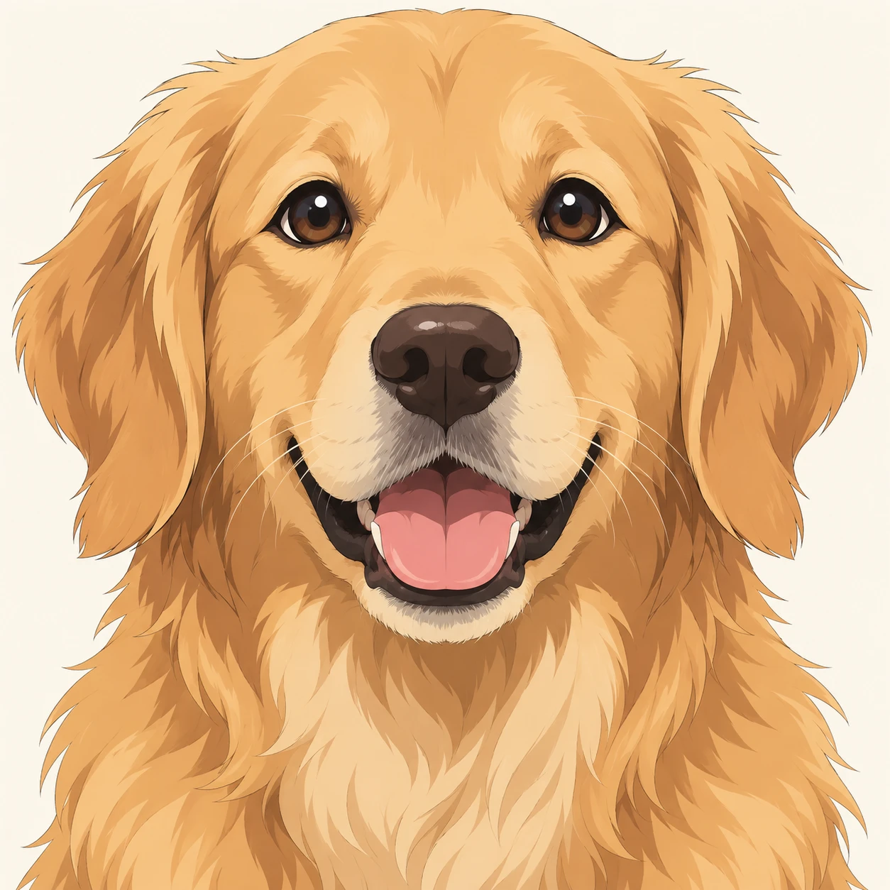 Profile picture of a dog facing forward (anime cel-shaded)