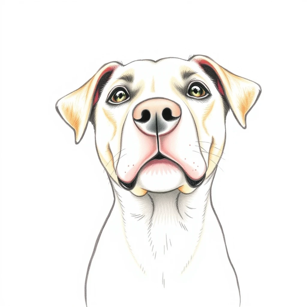正面を向いた犬の色鉛筆風イラスト風イラストのプロフィールアイコン