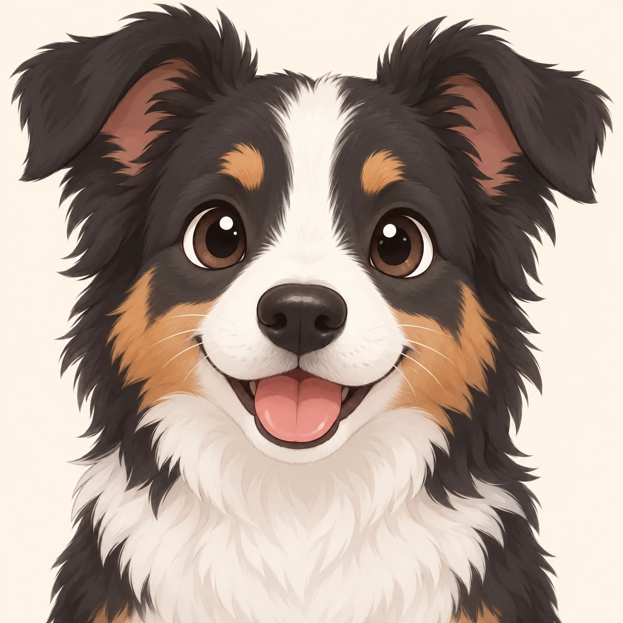 正面を向いた犬のプロフィールアイコン（デフォルメ）