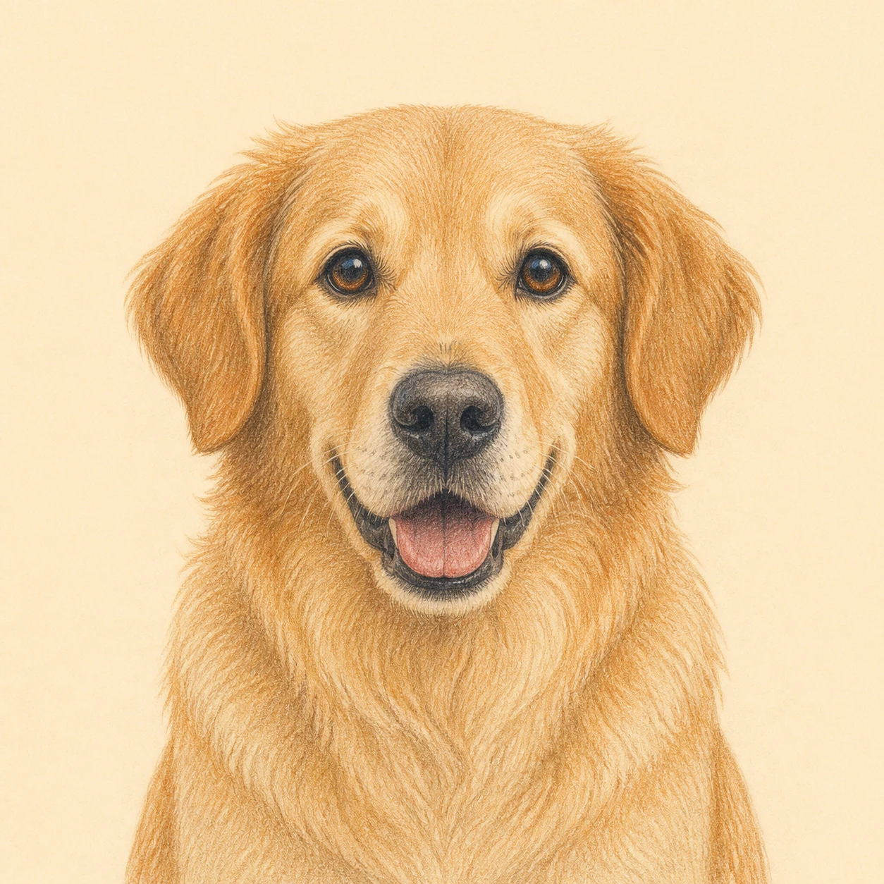 正面を向いた犬の色鉛筆風イラスト風イラストのプロフィールアイコン