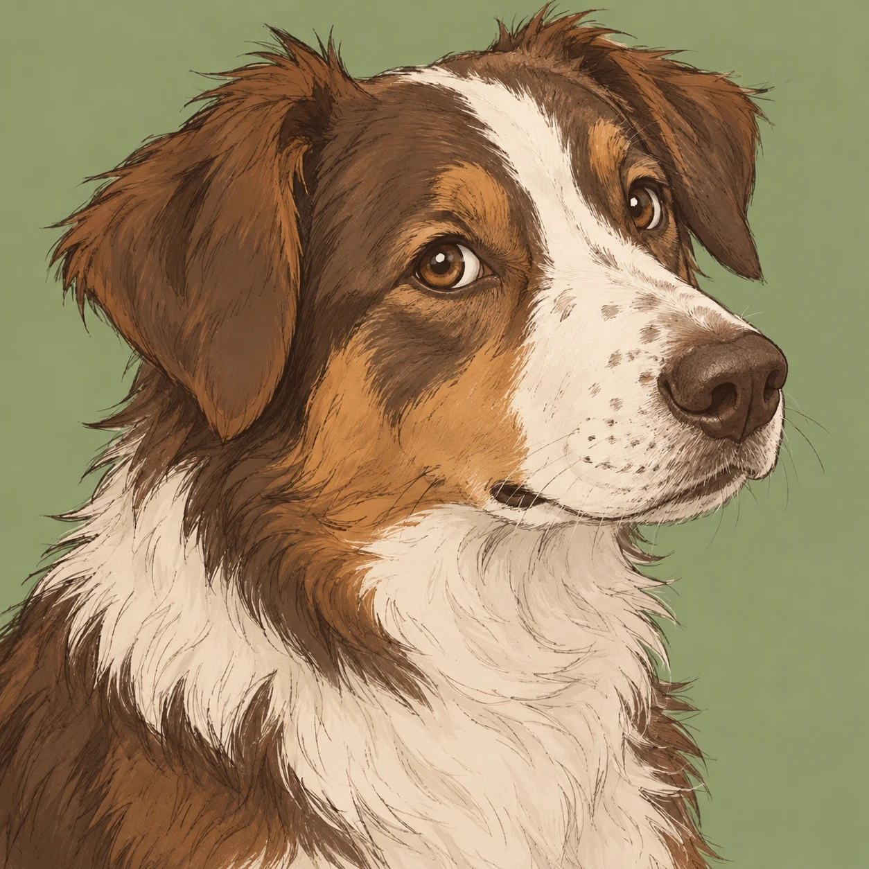 横を向いた犬のプロフィールアイコン（手描き風）