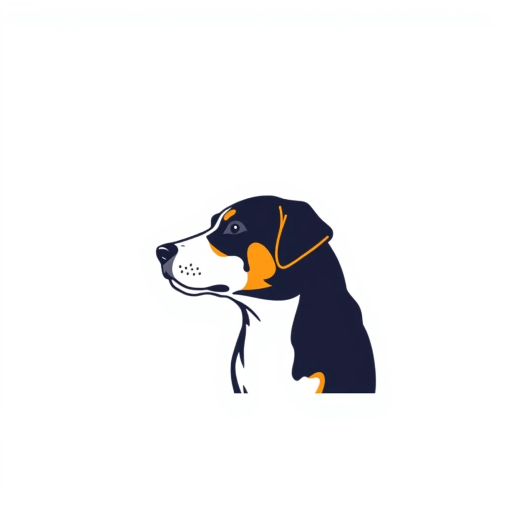 Bold graphic profile picture of a dog seen from the side