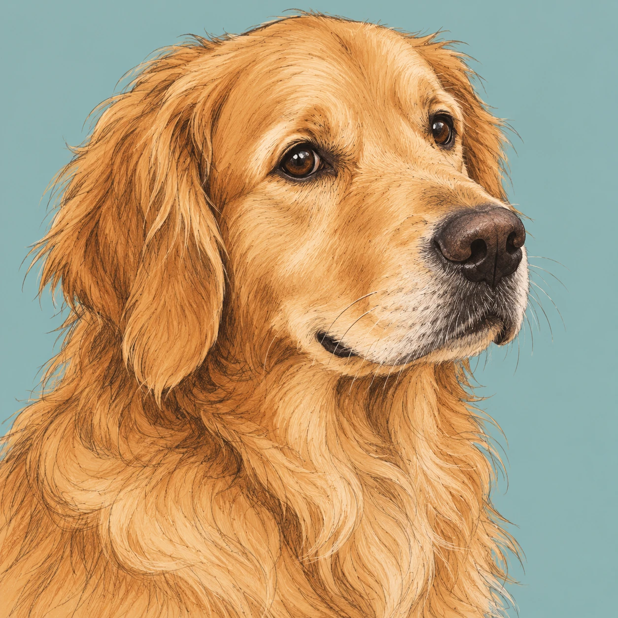 Profile picture of a dog seen from the side (hand-drawn)