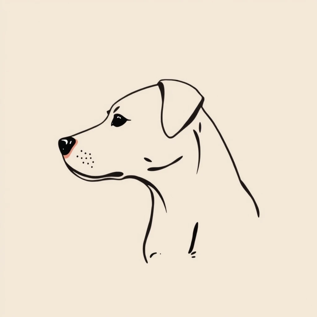 横を向いた犬のポスター風イラストのプロフィールアイコン
