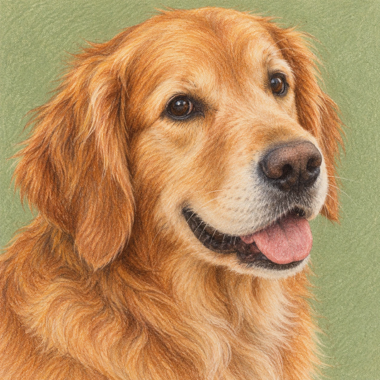 Profile picture of a dog seen from the side (colored pencil)