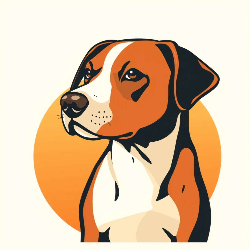 横を向いた犬のポスター風イラストのプロフィールアイコン