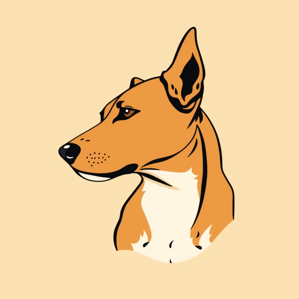 横を向いた犬のポスター風イラストのプロフィールアイコン