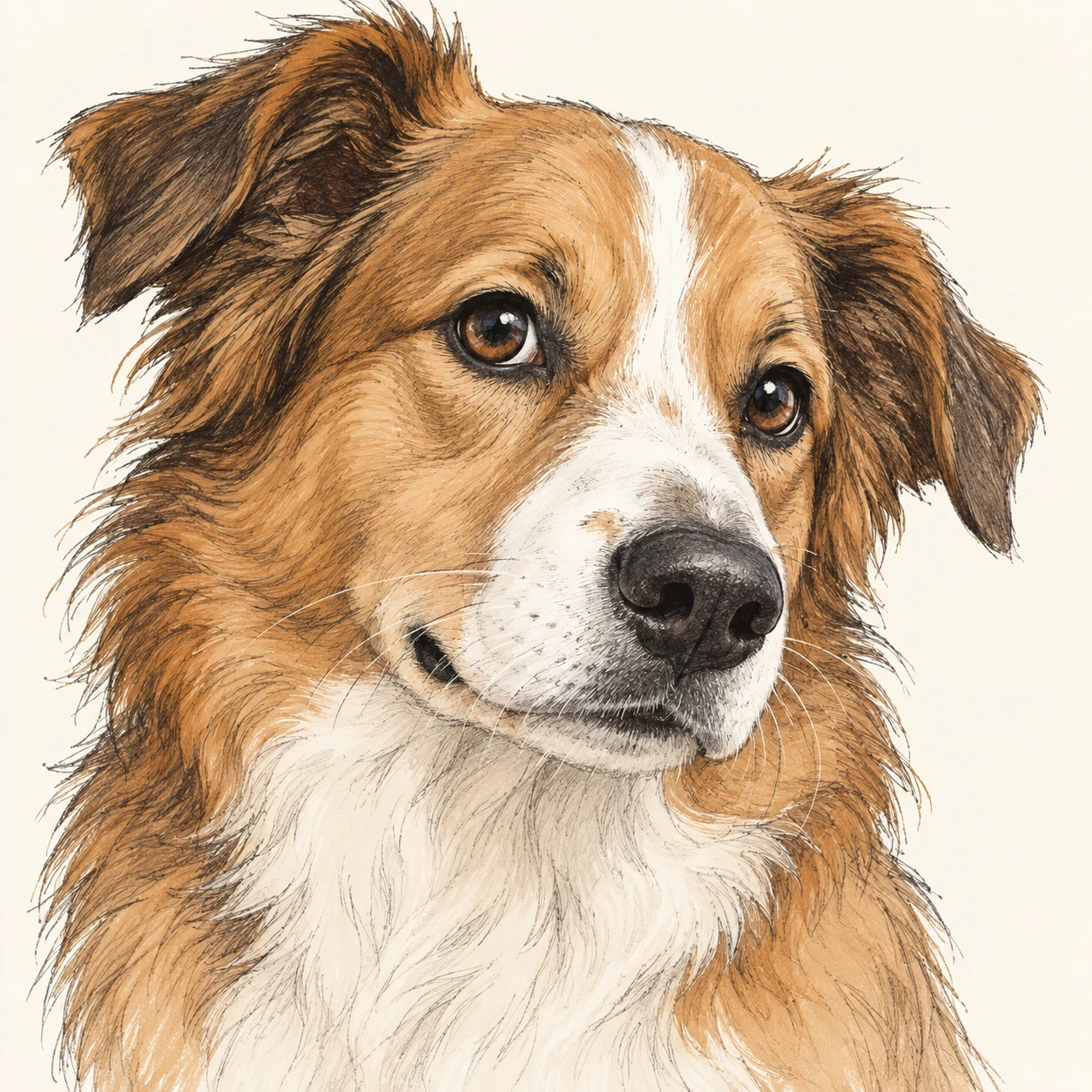 斜めを向いた犬のプロフィールアイコン（手描き風）