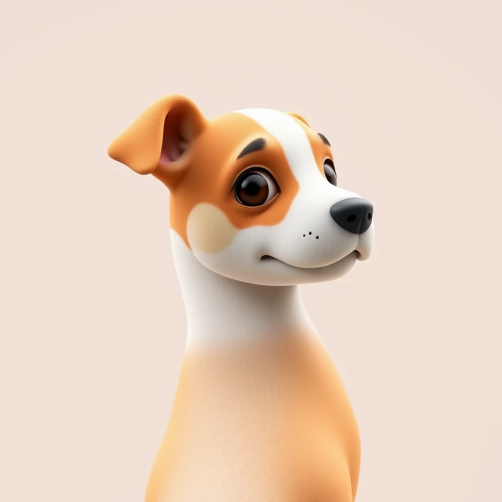 斜めを向いた犬のソフトな3Dイラストイラストのプロフィールアイコン
