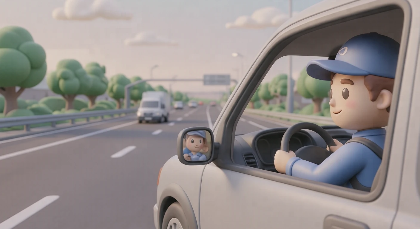高速道路で合流車線に入るドライバーのイラスト(ソフト3D)
