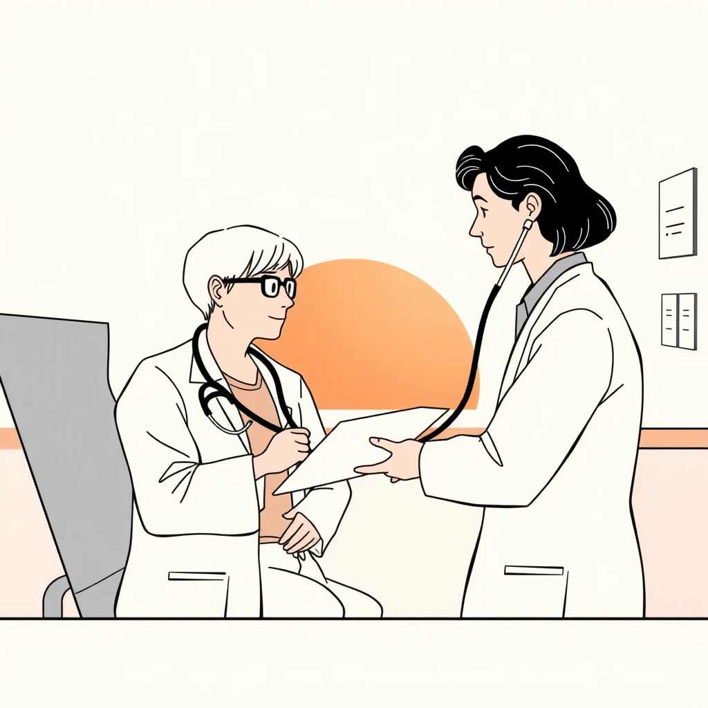 医師・患者・診察・聴診器のイラスト
