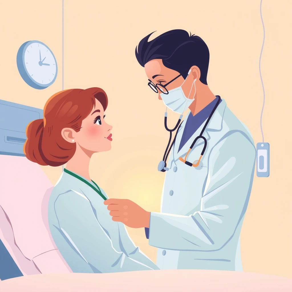 医師・患者・診察・聴診器のイラスト