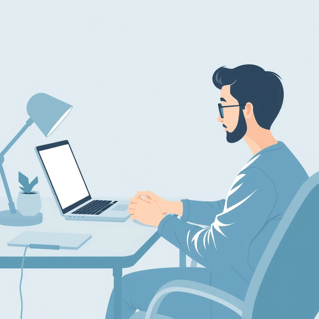Flat illustration of a freelancer working on a laptop for a side hustle