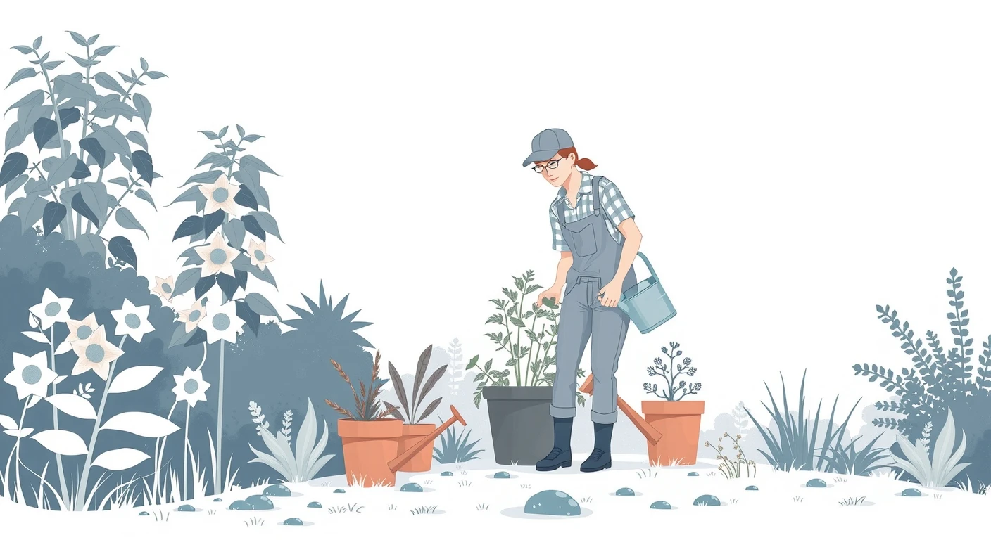 ガーデナー・ガーデニング・自然・植木鉢・じょうろのイラスト