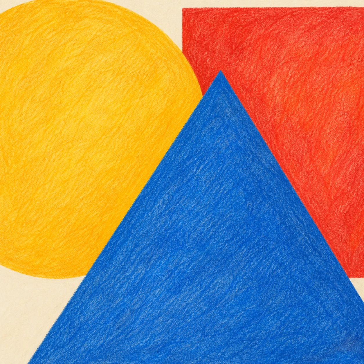 Profile picture of overlapping geometric shapes (colored pencil)