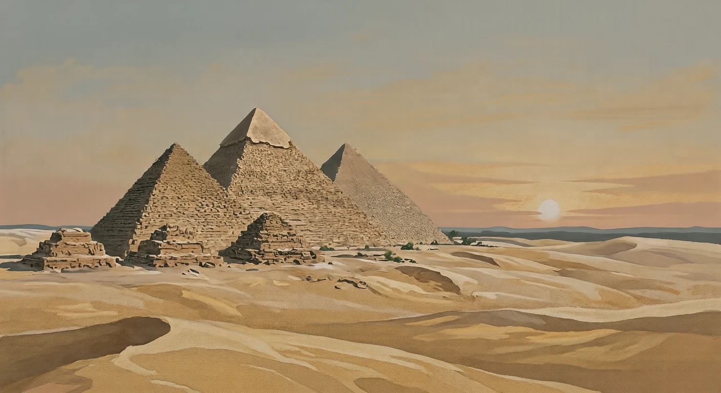 세계유산 기자의 피라미드 일러스트 (과슈)