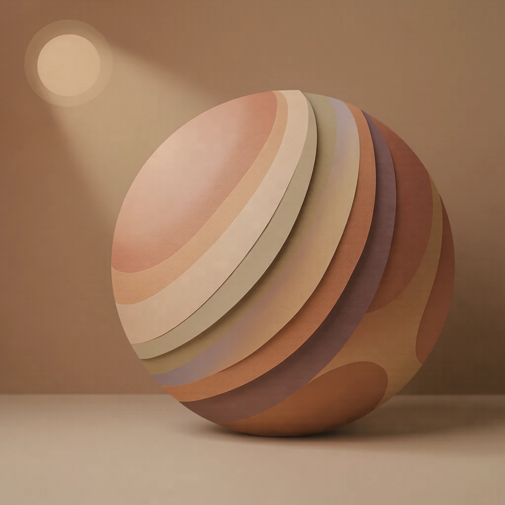 Profile picture of a sphere with a colour gradient (paper cut-out)
