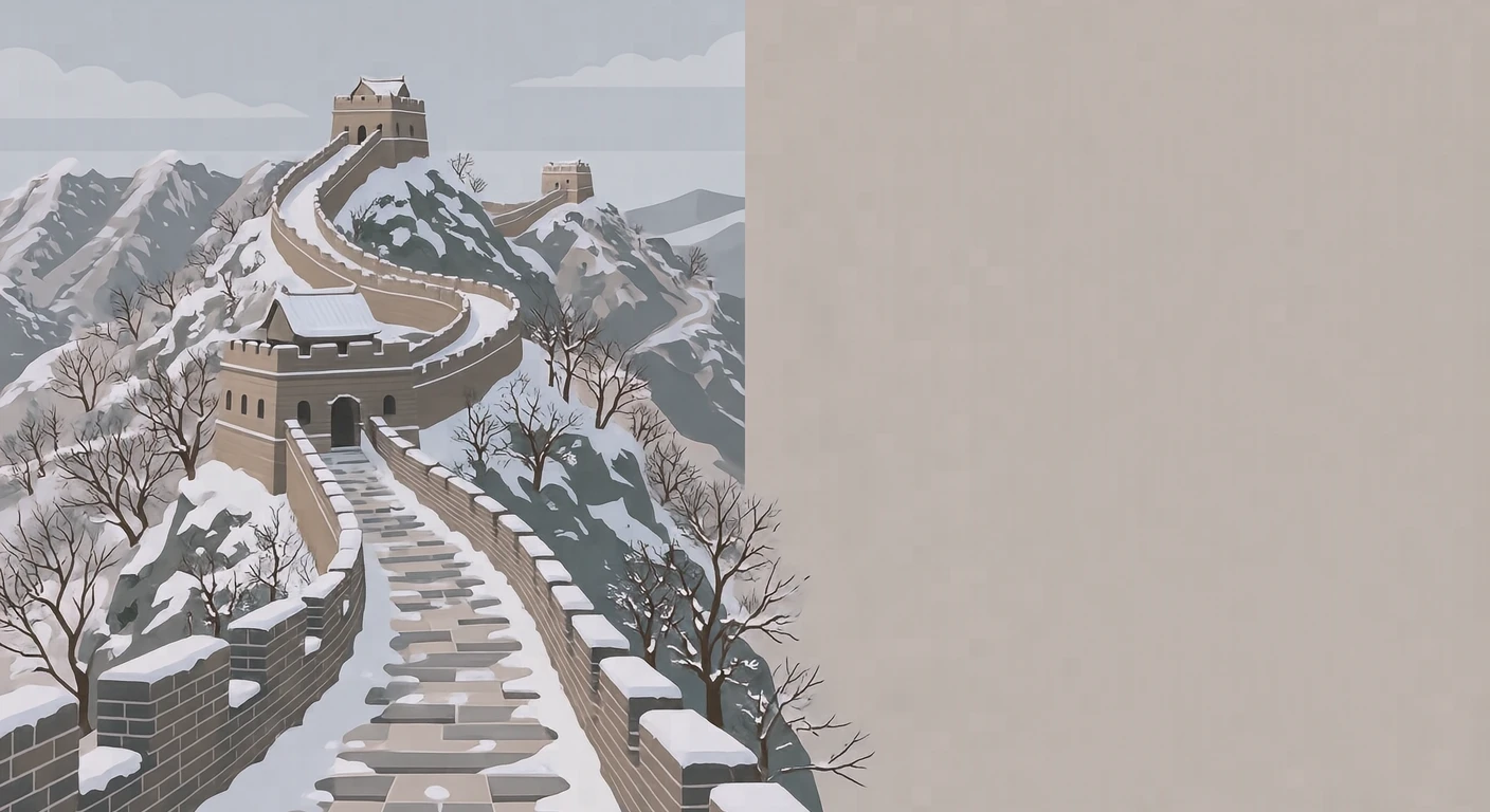 세계유산 눈 덮인 만리장성 일러스트 (플랫 일러스트)