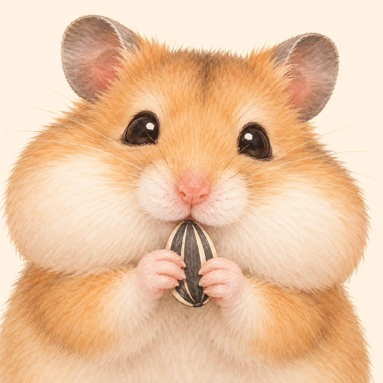 Profile picture of a hamster with stuffed cheeks (soft pastel)