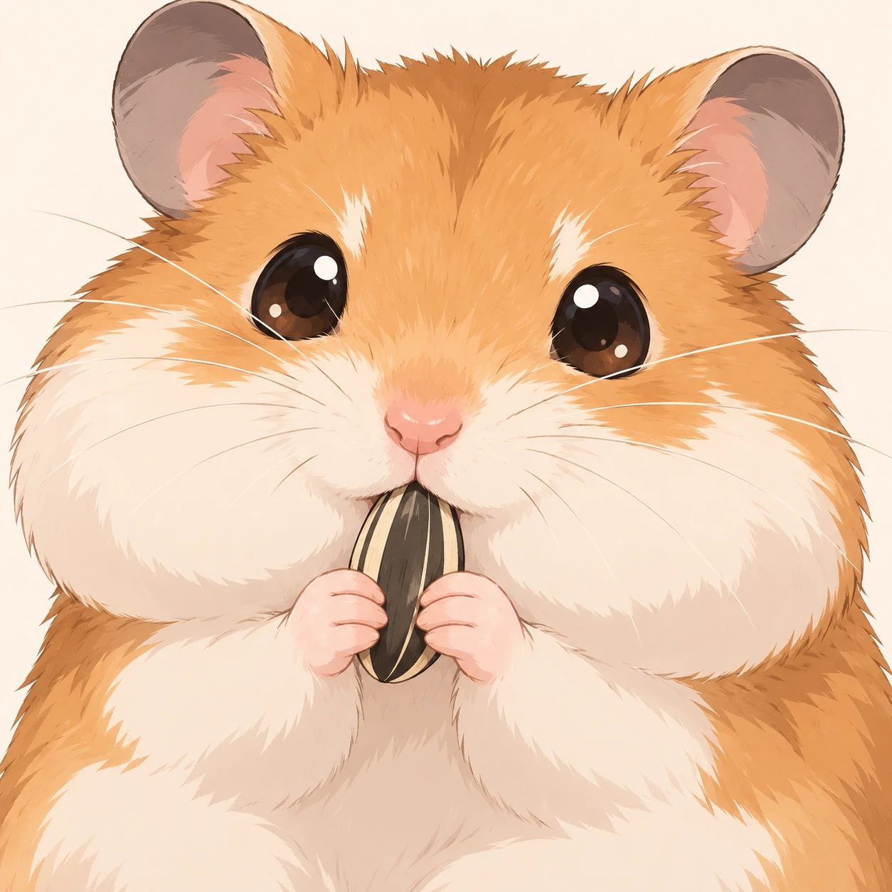 Profile picture of a hamster with stuffed cheeks (anime cel-shaded)