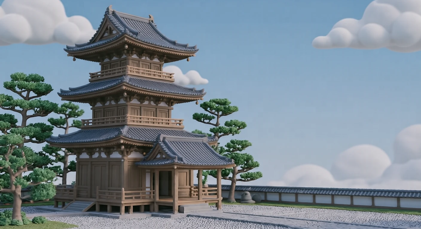 세계유산 호류지 오층탑 일러스트 (소프트 3D)
