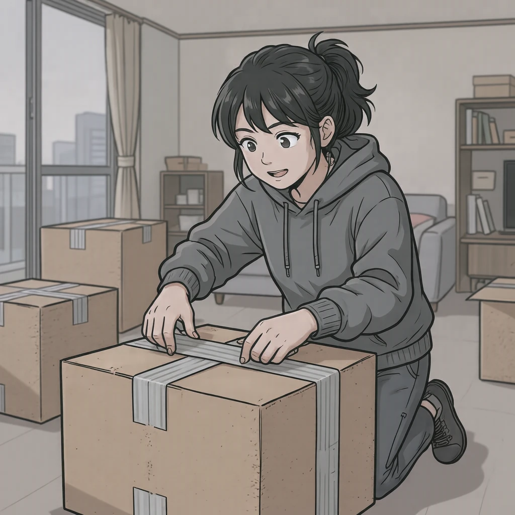 이사 짐을 싸는 사람 일러스트 (애니메이션 채색)