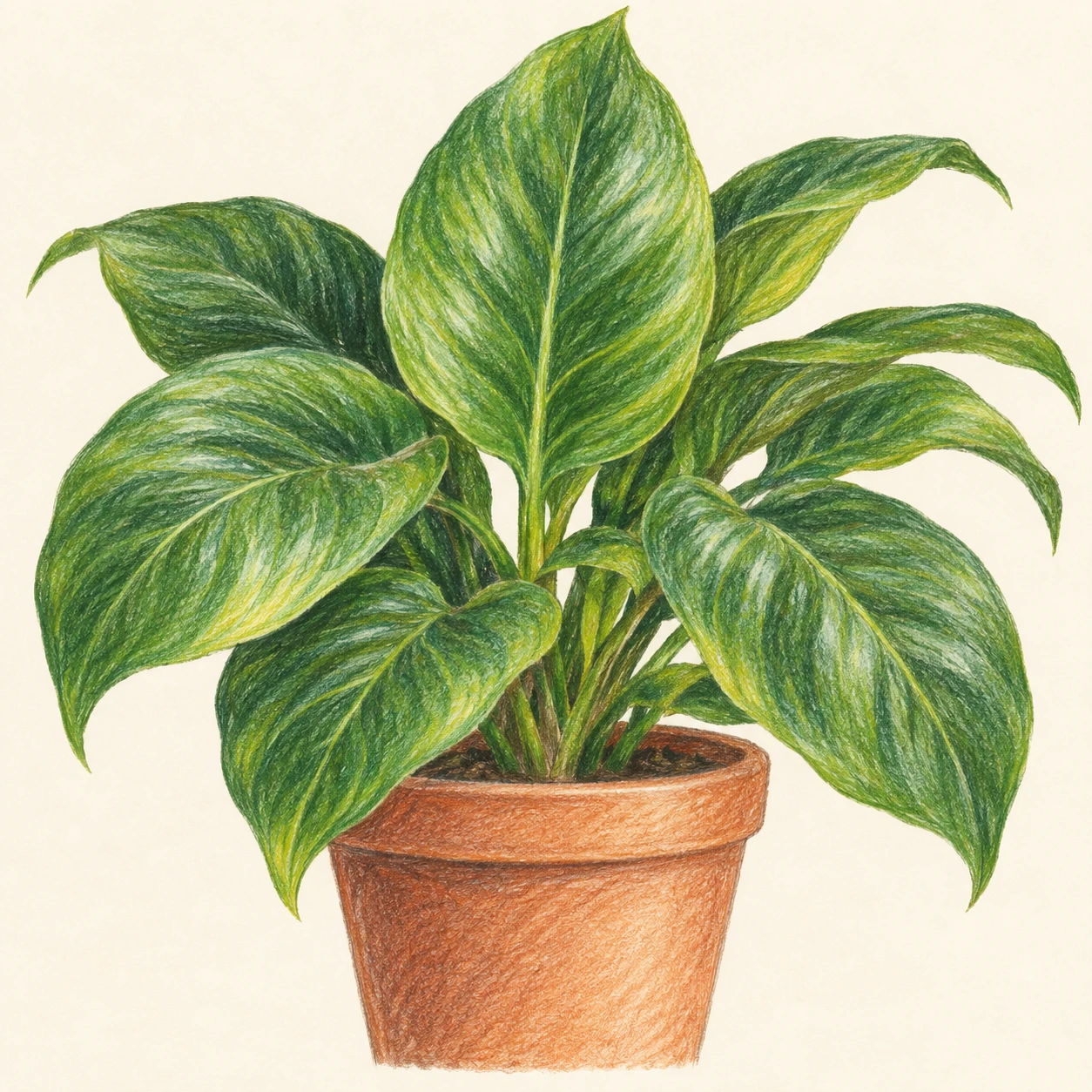 Profile picture of a potted houseplant (colored pencil)