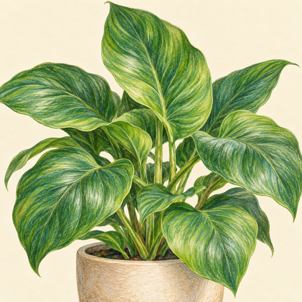 Profile picture of a potted houseplant (colored pencil)