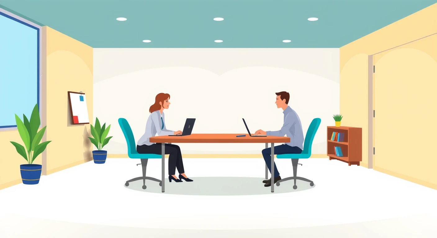 Flat illustration of an interviewer and an applicant in a job interview