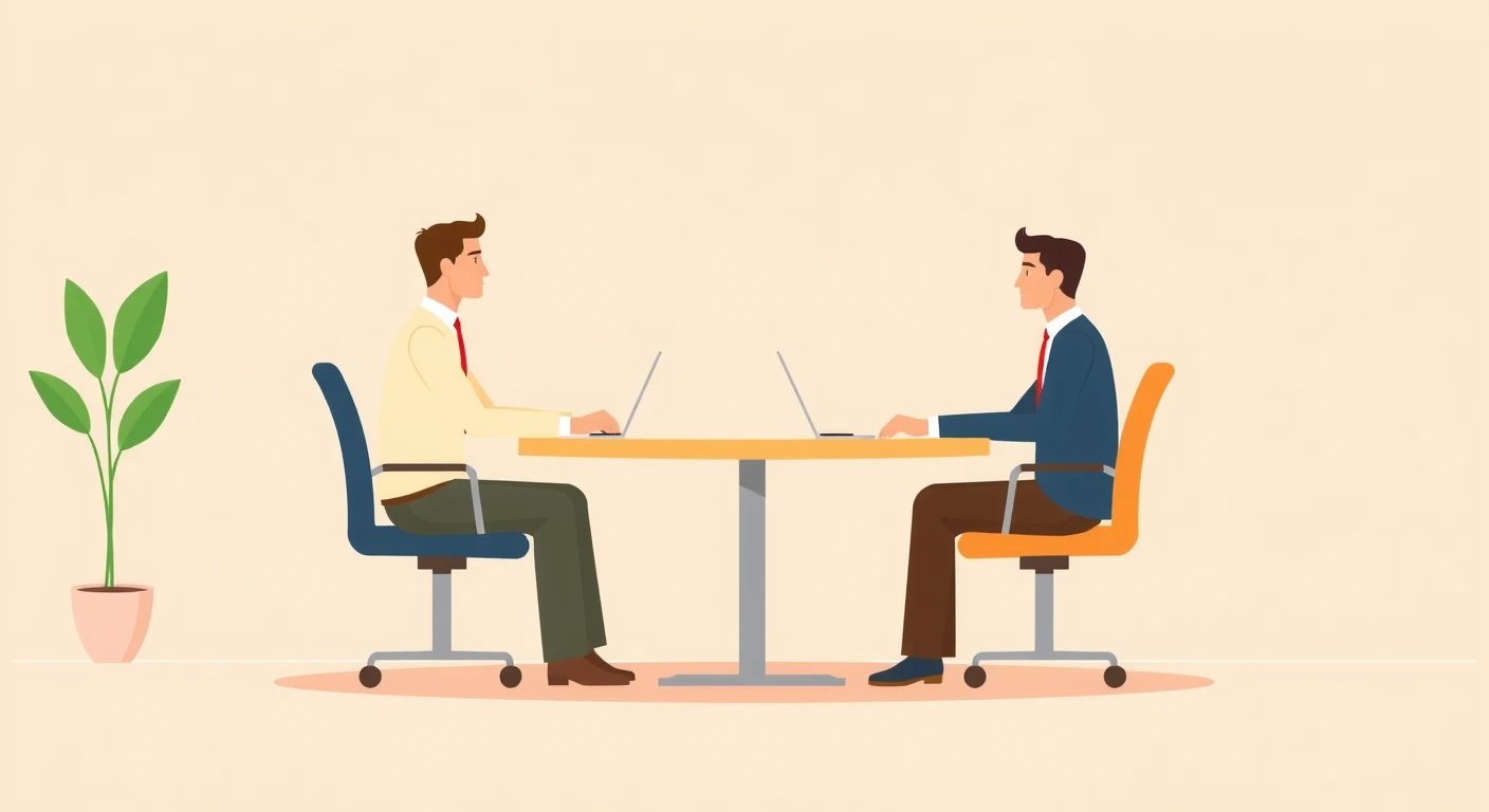 Flat illustration of an interviewer and an applicant in a job interview