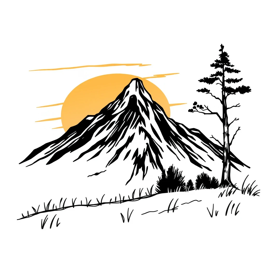 風景・自然・山・木・空のイラスト