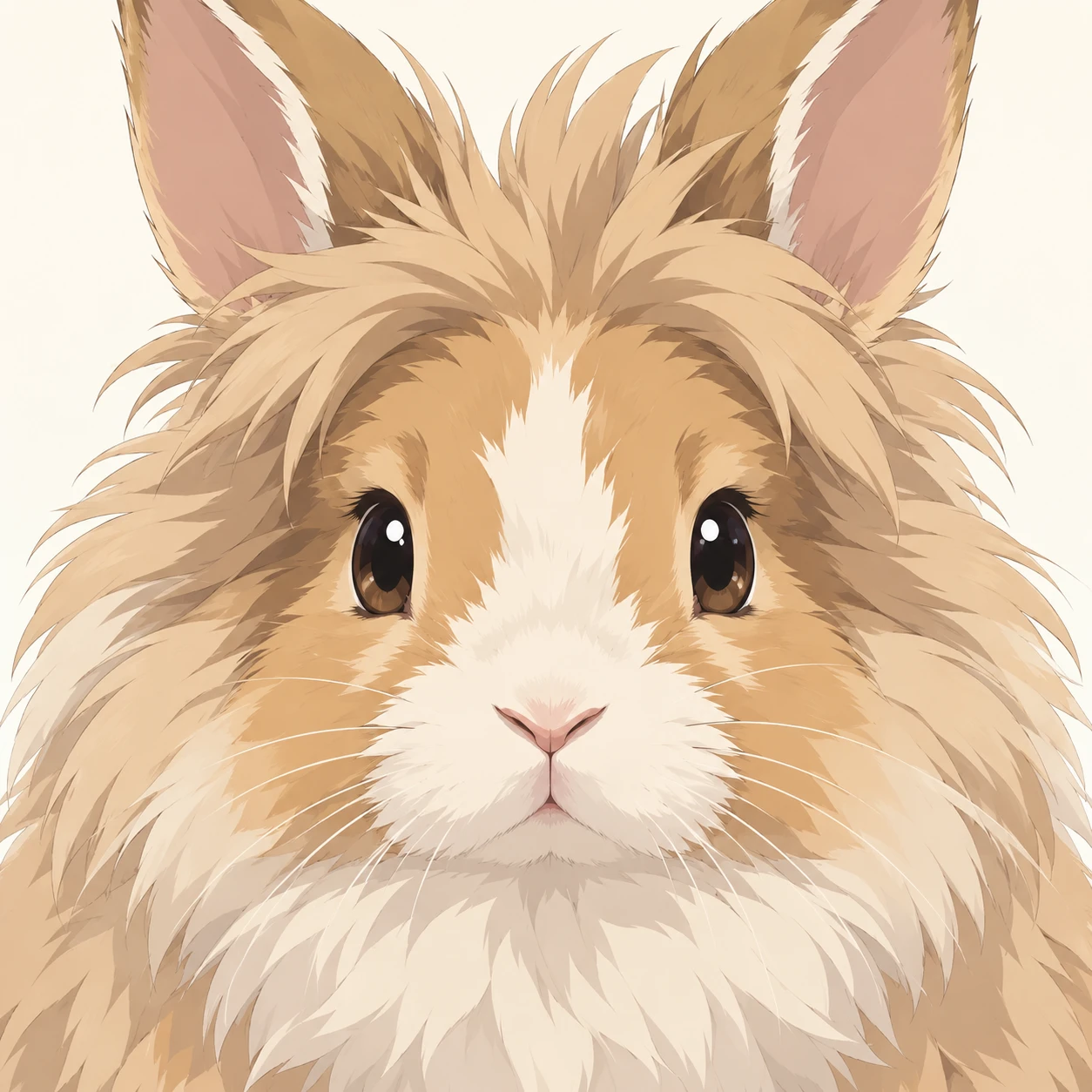 Profile picture of a lionhead rabbit (anime cel-shaded)