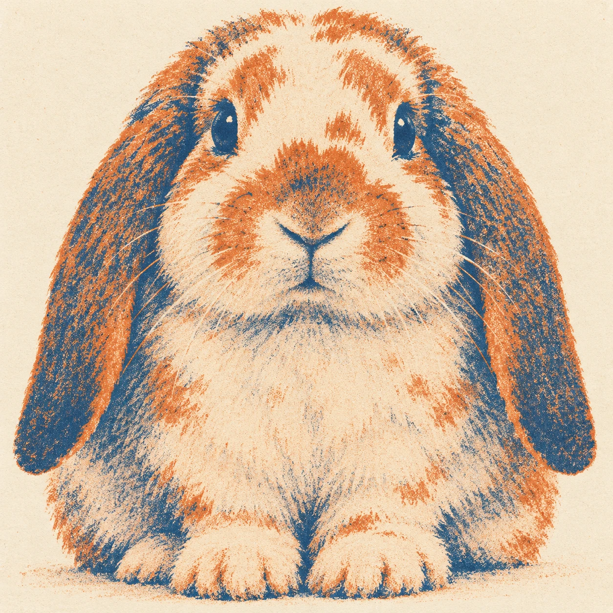 Profile picture of a lop-eared rabbit (retro print)
