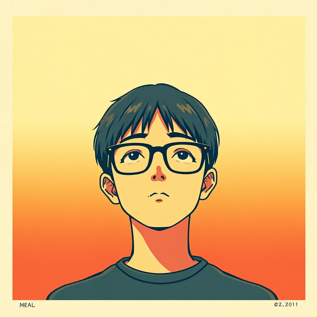 Anime-style profile picture of a man wearing glasses