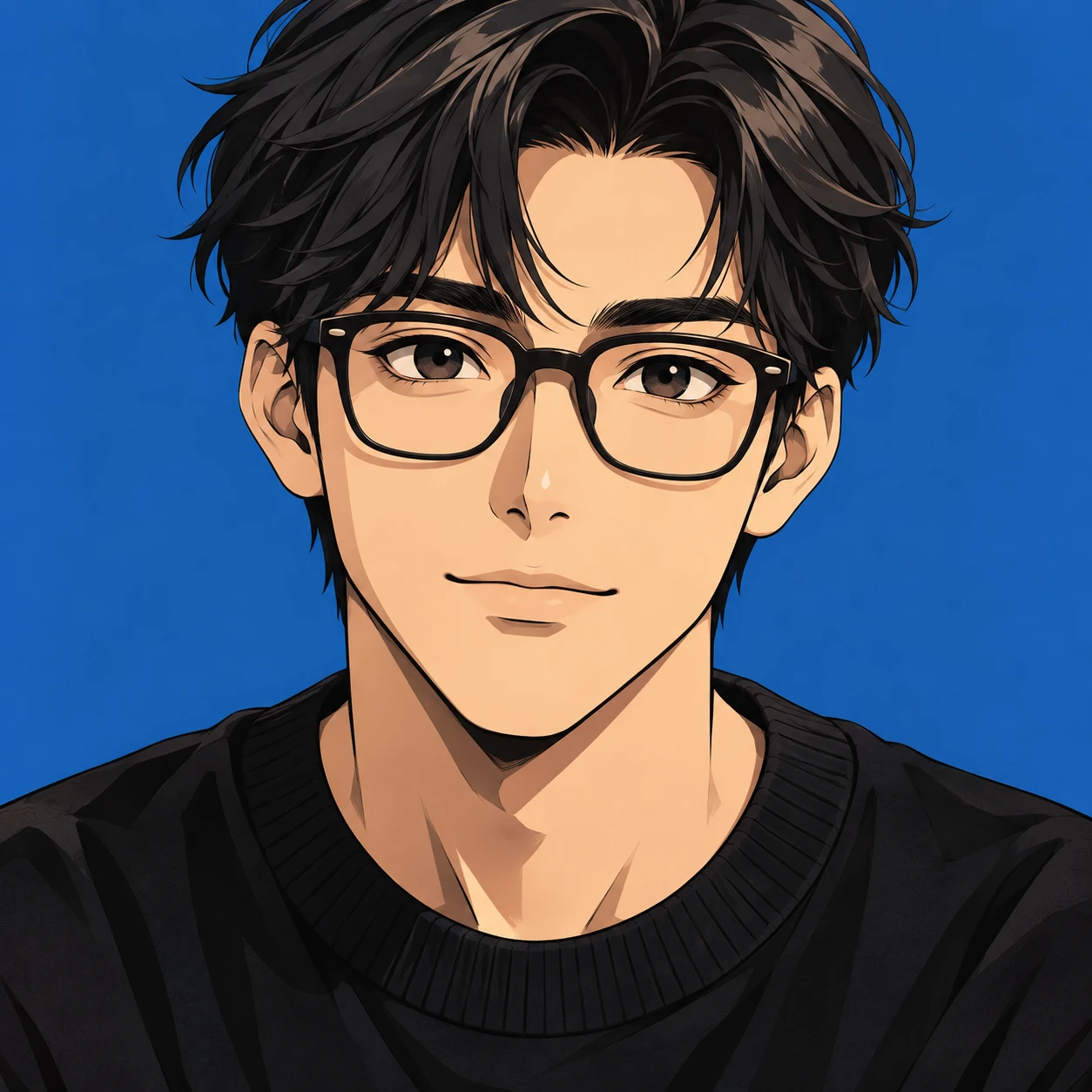 眼鏡をかけた男性のアニメ調プロフィール用画像（グラフィックポスター）