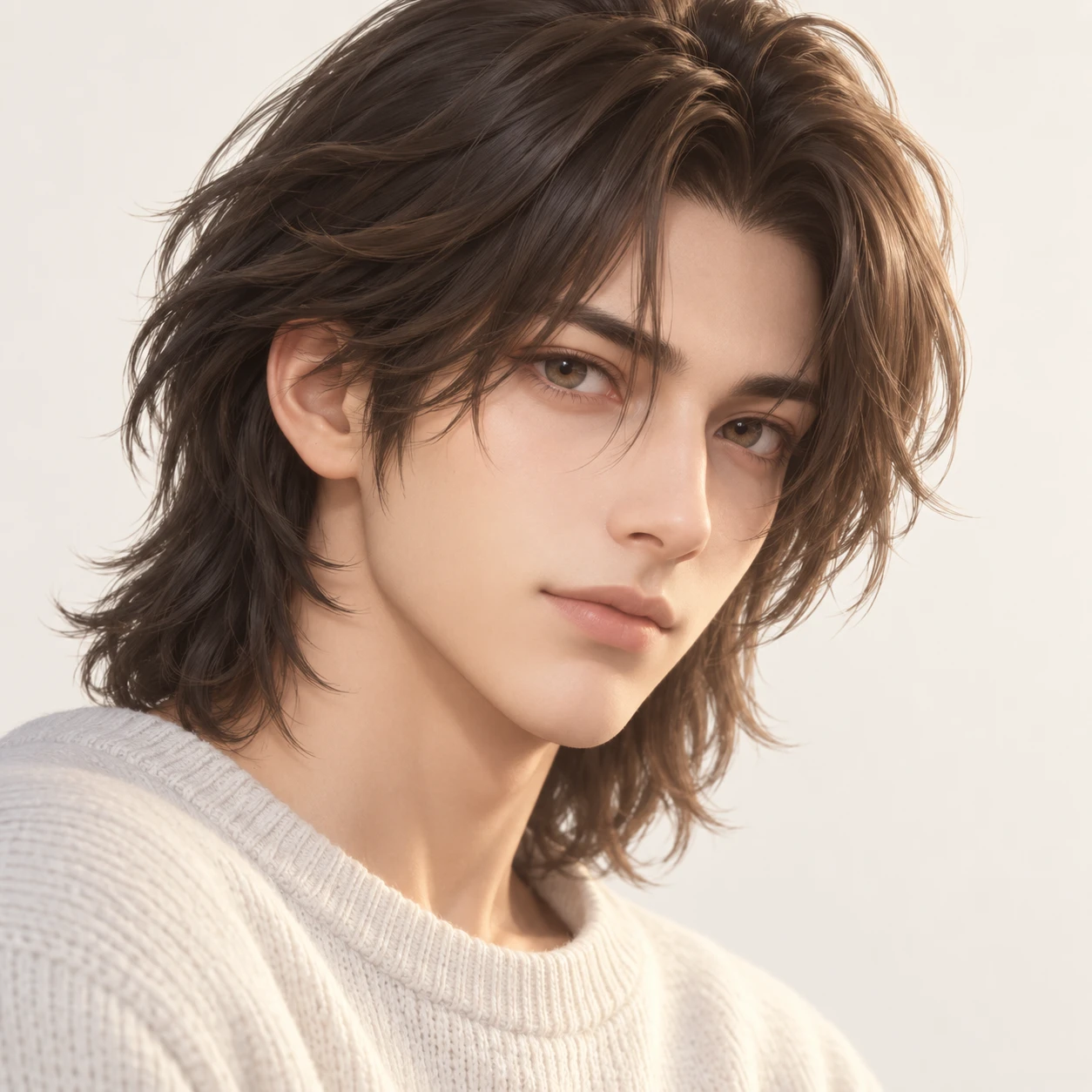 髪の長い男性のアニメ調プロフィール用画像（ソフト3D）