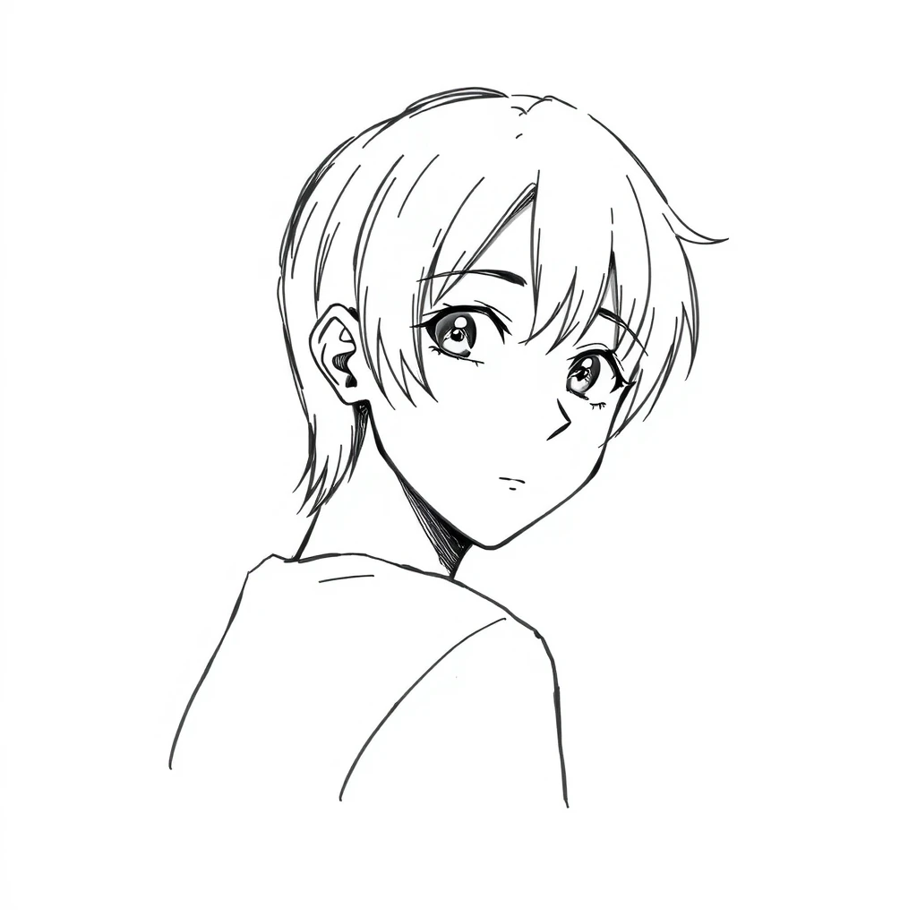 髪の長い男性のアニメ調プロフィールアイコン（手描き風）