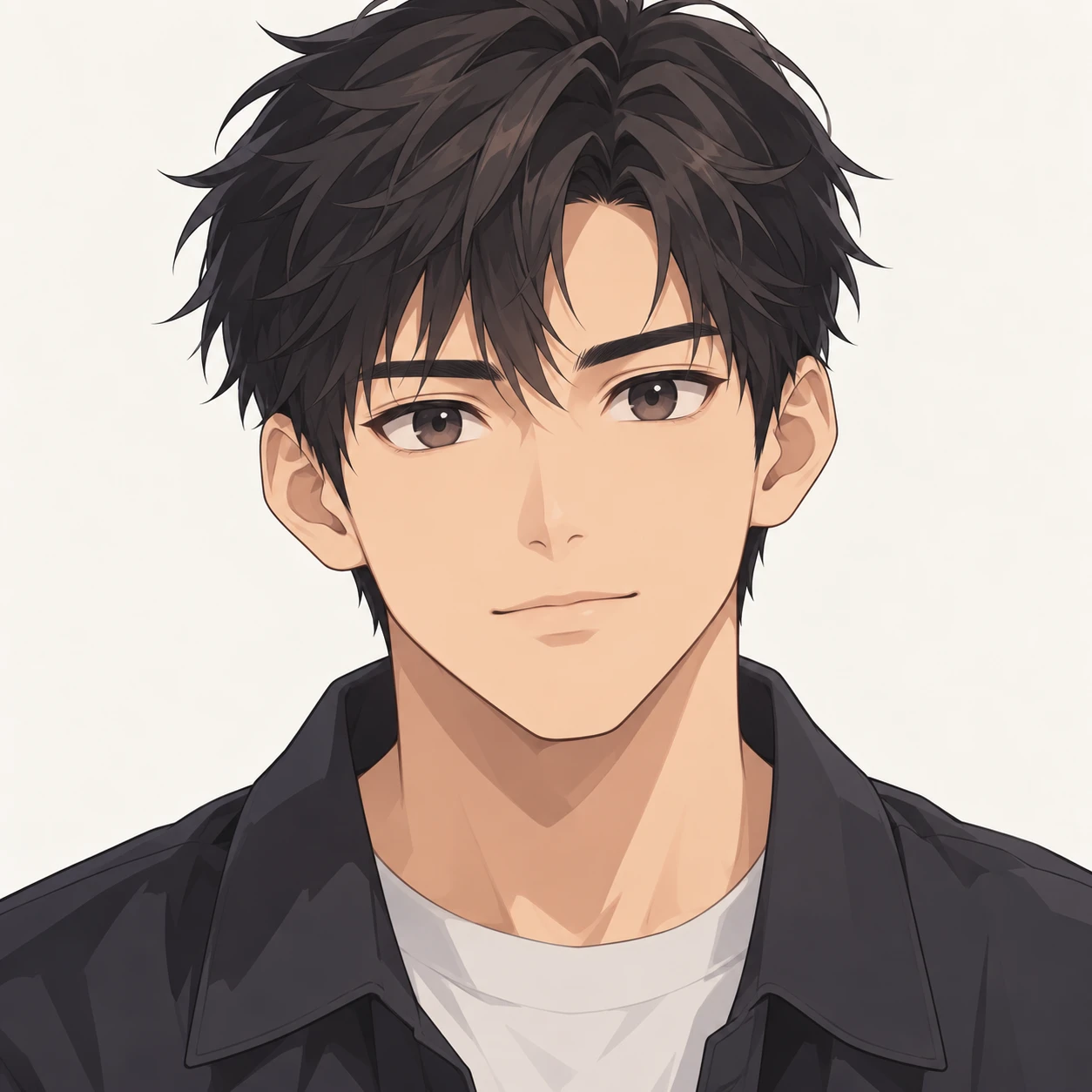 Anime-style profile picture of a man with short hair (isometric)