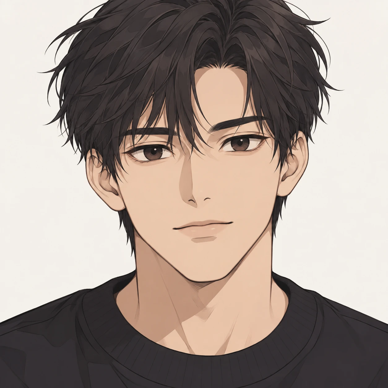 Anime-style profile picture of a man with short hair (simple line art)
