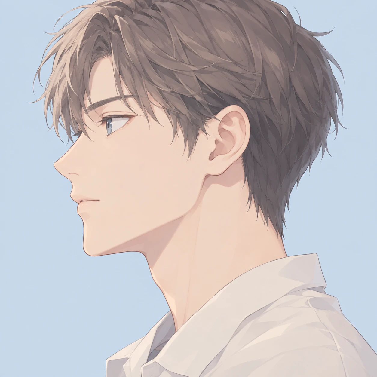 横を向いた男性のアニメ調プロフィール用画像（ソフトパステル）