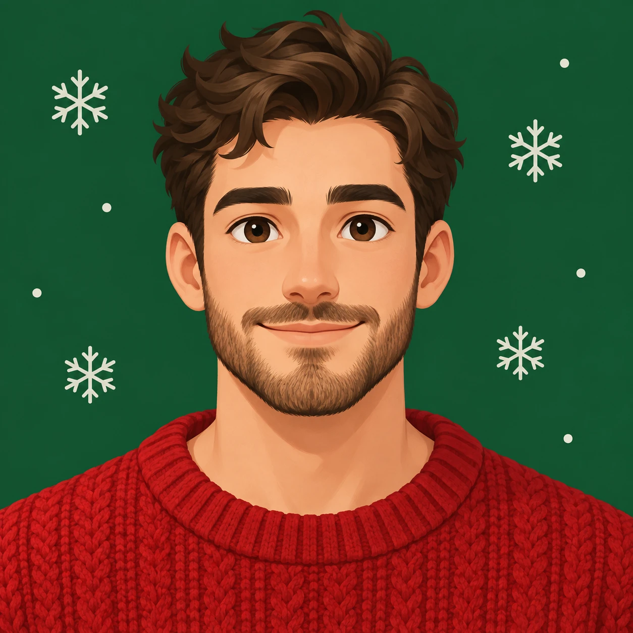 Profile picture of a man dressed for Christmas (isometric)