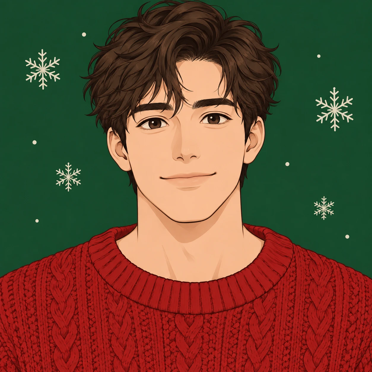 Profile picture of a man dressed for Christmas (simple line art)